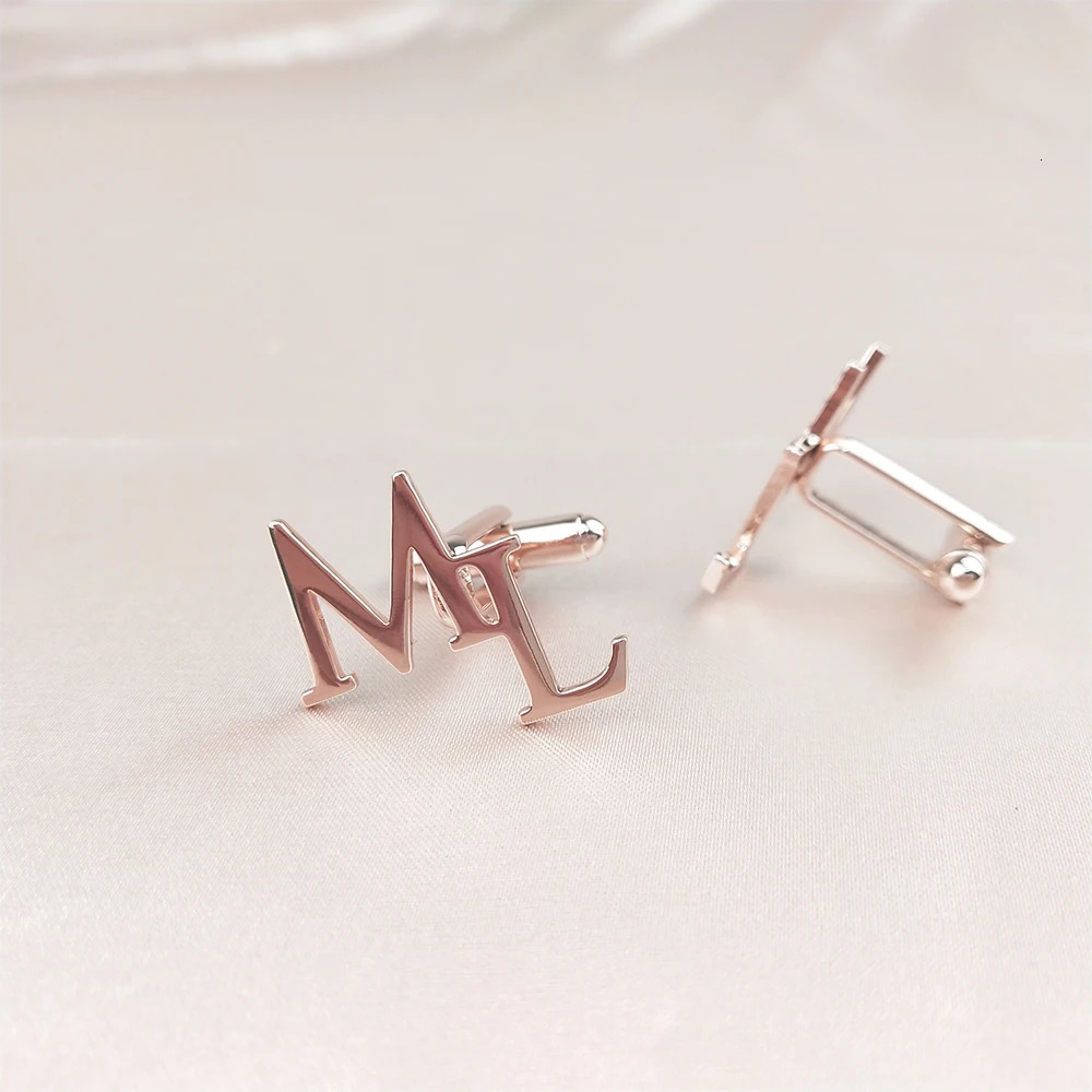 Tangula Custom Cufflinks for Groom Stainless Steel Men's Initials Cufflinks Personalized Wedding Man Jewelry Gift 231229