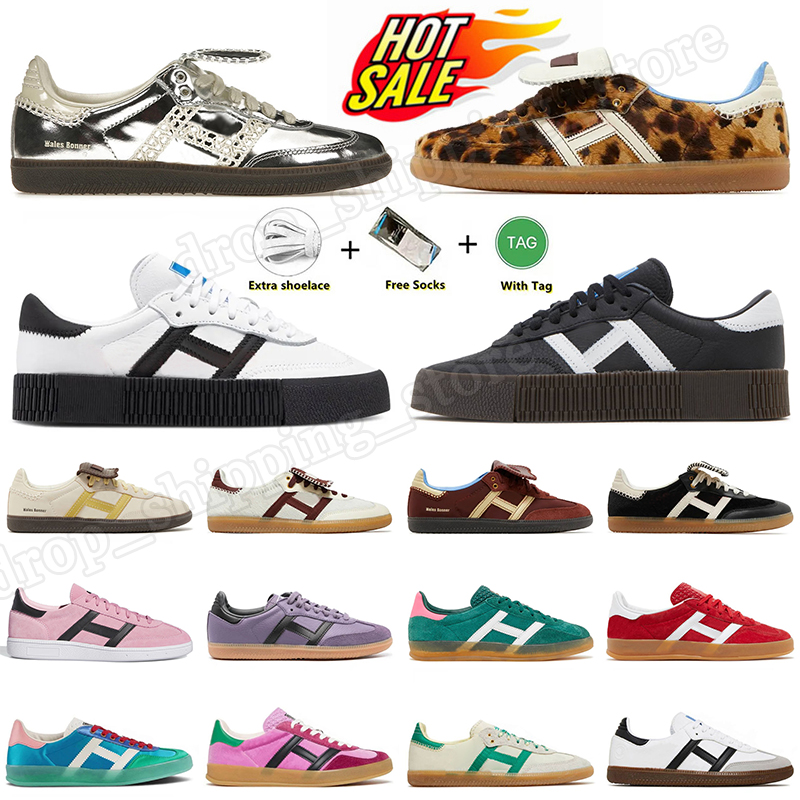 Originals Sambs Gazelle Sneakers Casual Shoes Designer OG Wales Bonner Pony Leopard Silver Metallic Rose White Black Indoor Vegan Gazelles Mens W