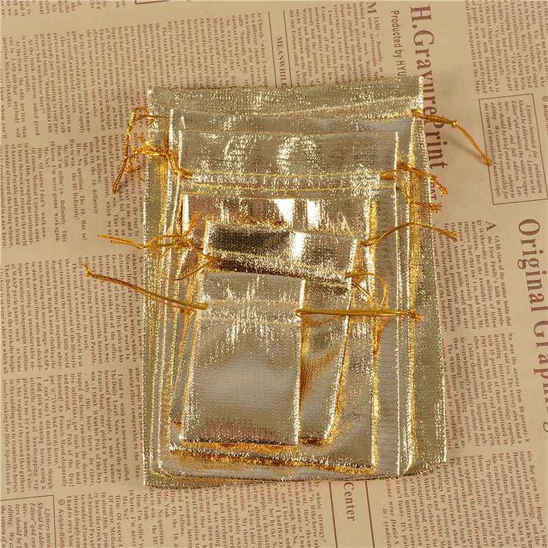 Adjustable Jewelry Bag Packing Gold Silver Color Drawstring Bag Drawable Cloth Bags Wedding Gift Bags & Pouches 7x9cm 9x12cm 10x15cm 13x18cm