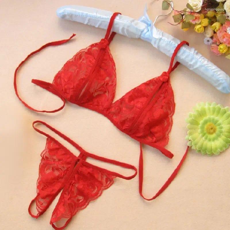 Lace Bras Sets Sexy Gerie Set Open Panties Intimates Girl Underpants Solid Color Transparent Briefs Bra Erotic