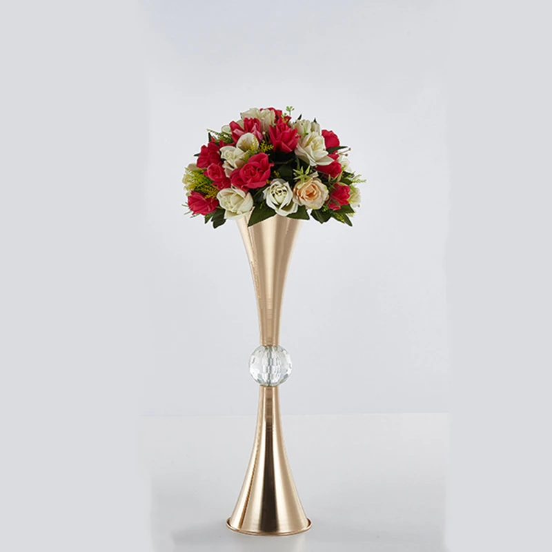 Gold Vases Metal Flowers Pot Wedding Centerpieces Event Flower Road Lead For Home Hotel Decoration 10 PCS/ Lot