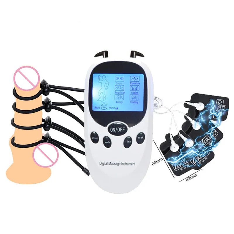 Electro Shock Penis Ring SM Testicle Electrical Stimulate Therapy Massage Pad Extender Enlargement Sex Toy Men Masturbator 240102