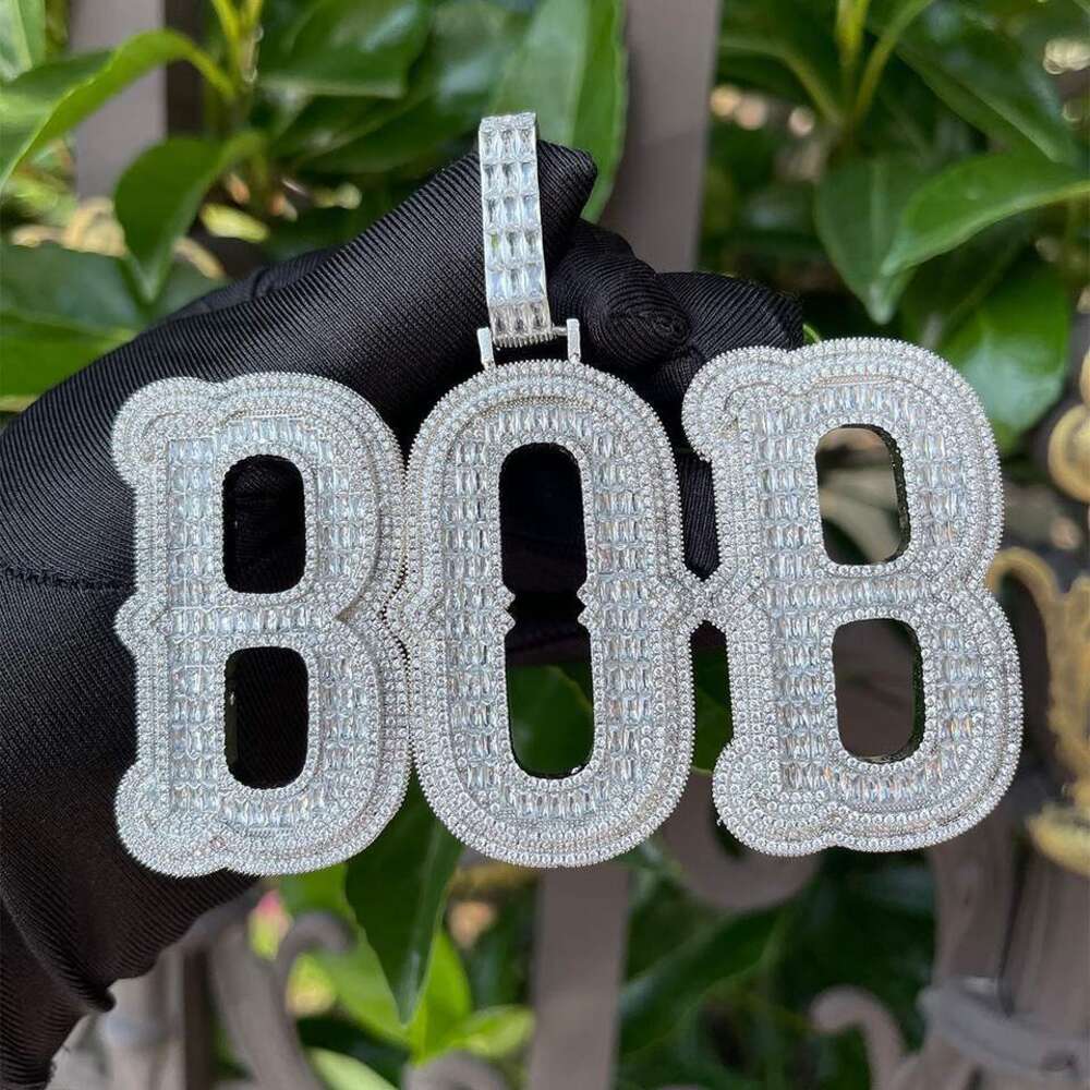 Custom pendant Hip Hop Full Iced Out S925 Brass Two-tone Moissanite Diamond Zircon Letter Customized With Own Pendant