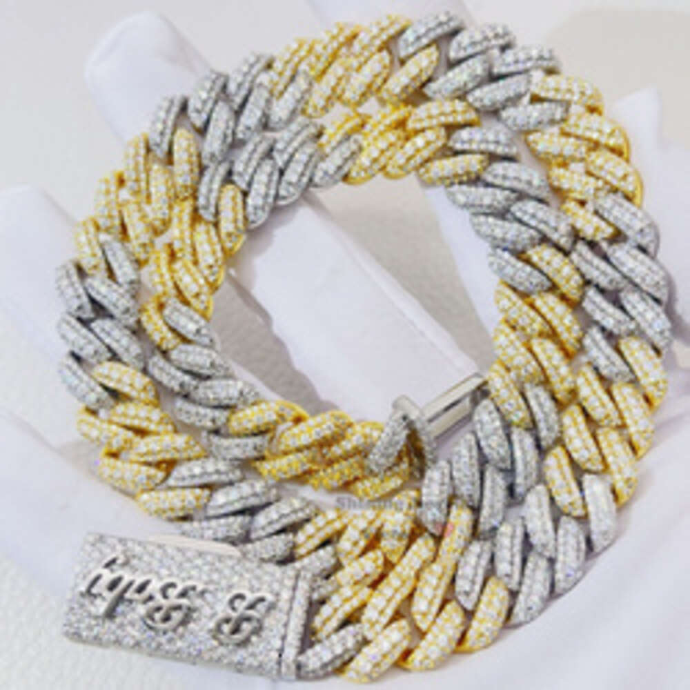 necklace moissanite chain Gra Vvs Diamond Buss Down Hip Hop Chain 15mm Custom Name Clasp Cuban Link