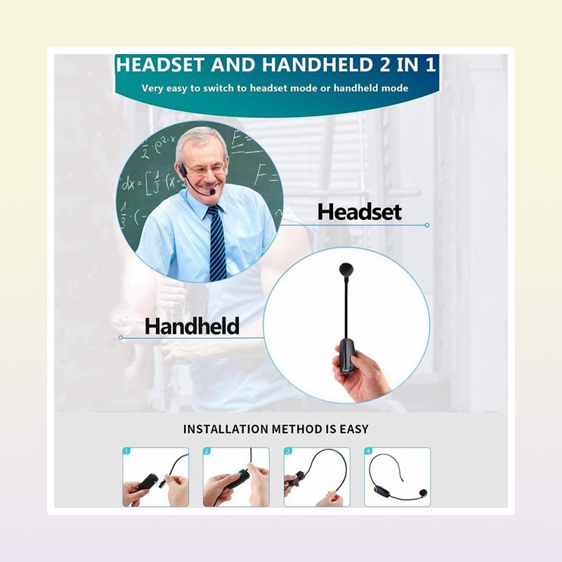 Microphones 2 In 1 Handheld UHF Wireless Microphone Professional HeadWear Mic Volume For Speech Teaching
