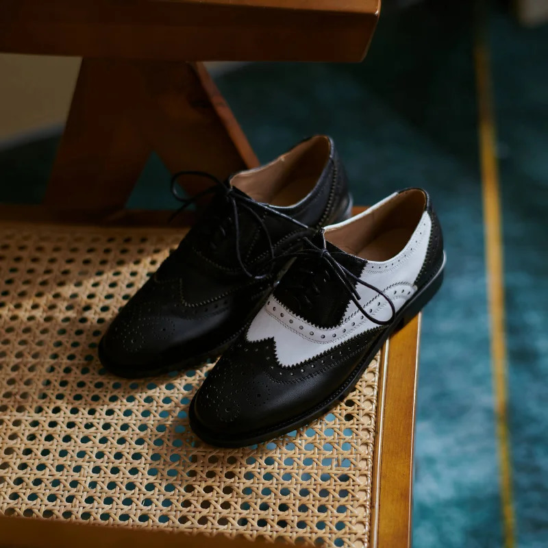 spring autumn Women pumps natural leather 22-26.5cm cowhidepigskinsheepskin full leather Retro brogues women shoes 240102