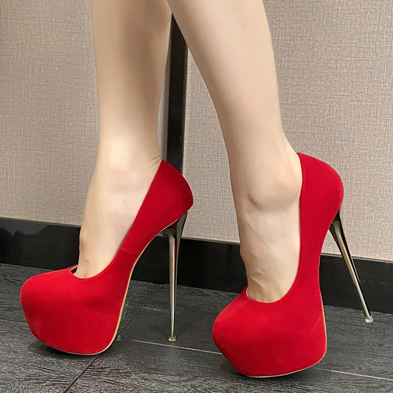 Aneikeh Fashion Sexy Platform Round Head Thin Heels Pumps Women's Flock Super High Heels Shoes Wedding Dress Zapatos Mules 240102