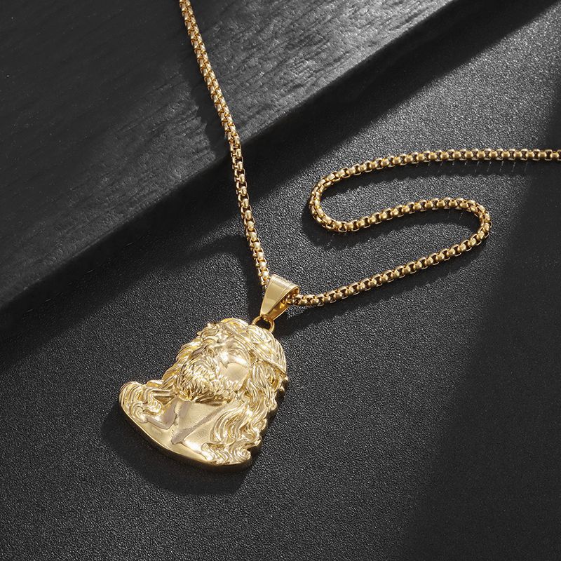 Hip Hop Jesus Face Pendant Necklace High Polisned Real Gold Plated Men/Women Religious Jewelry