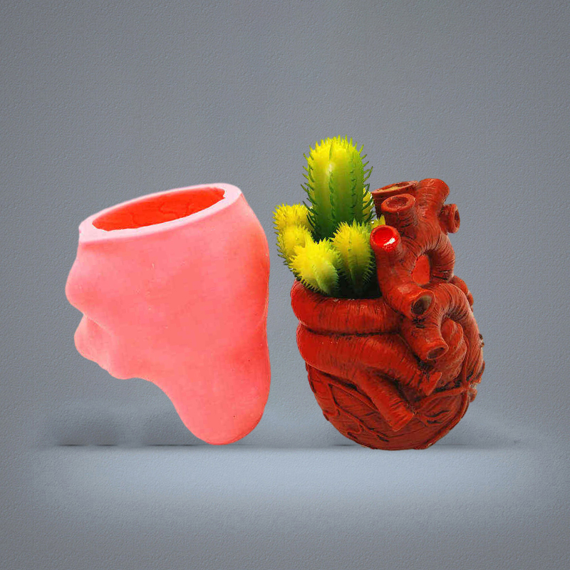 Heart flower pot silicone mold handmade diy production plaster mold resin chocolate candle food grade baking mold 2201174794117
