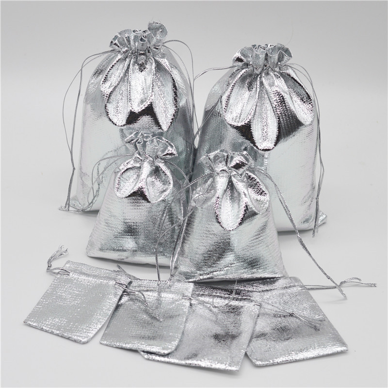 Adjustable Jewelry Bag Packing Gold Silver Color Drawstring Bag Drawable Cloth Bags Wedding Gift Bags & Pouches 7x9cm 9x12cm 10x15cm 13x18cm
