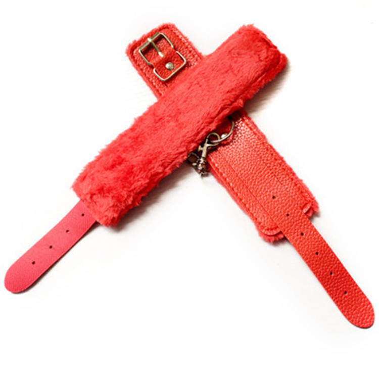 1 Pair Sexy Hand Wrap PU Leather Plush Handcuff Ankle Cuff Bracelet Bondage Cosplay Accessories Couples Games
