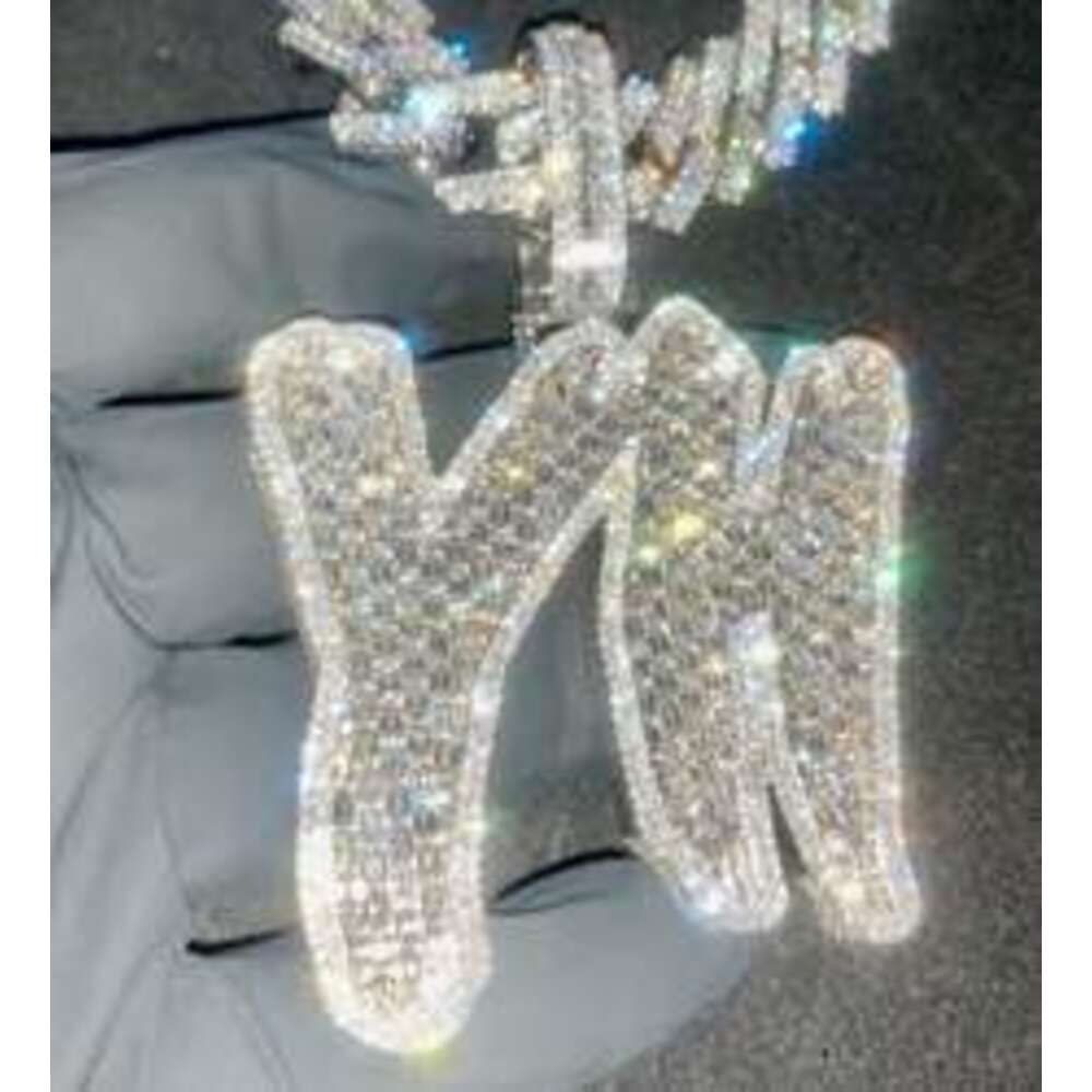 Custom pendant Hip Hop Full Iced Out S925 Brass Two-tone Moissanite Diamond Zircon Letter Customized With Own Pendant