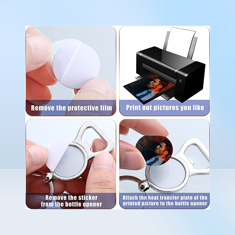 10 Pieces Sublimation Blank Beer Bottle Opener Keychain Metal Heat Transfer Corkscrew Key Ring Household Kitchen Tool 8640681