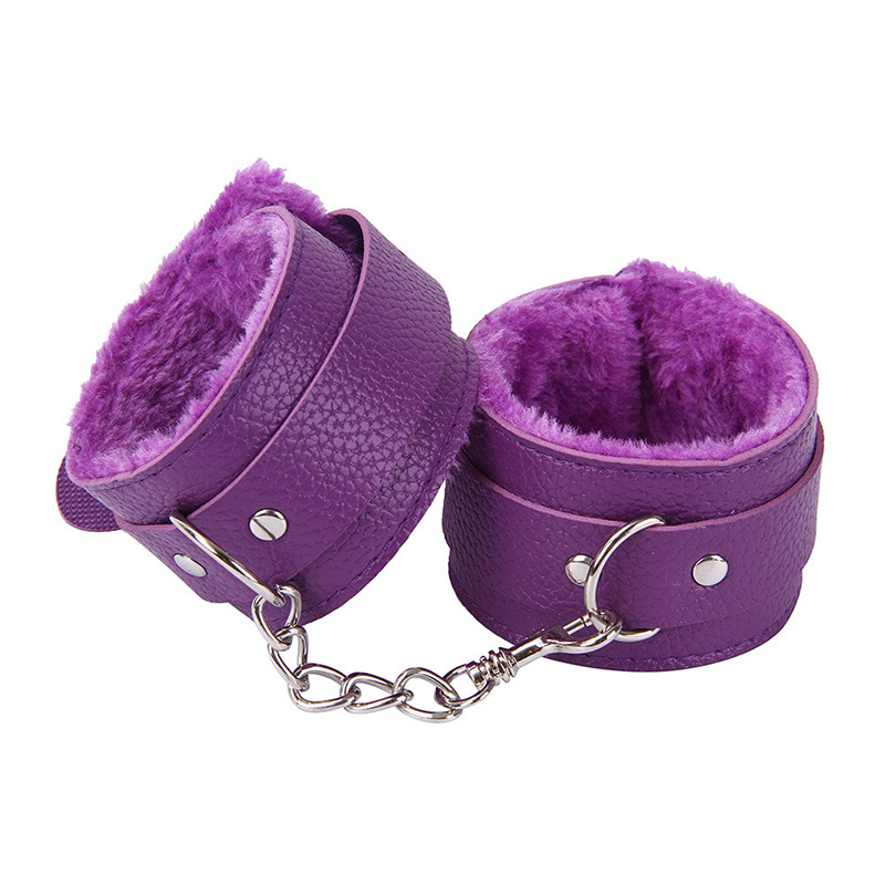 1 Pair Sexy Hand Wrap PU Leather Plush Handcuff Ankle Cuff Bracelet Bondage Cosplay Accessories Couples Games