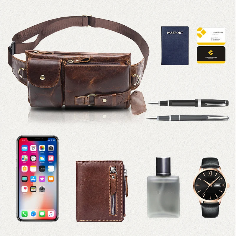 WESTAL Genuine Leather Waist Packs Men Waist Bags Fanny Pack Belt Bag Phone Bags Travel Waist Pack Male Small Waist Bag Leather 231229