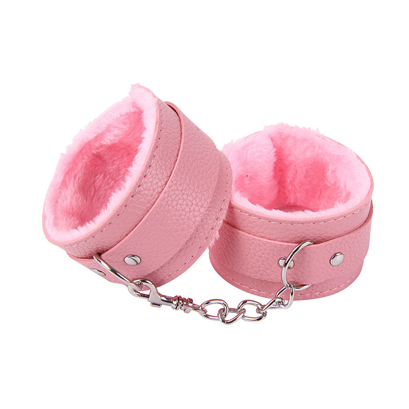 1 Pair Sexy Hand Wrap PU Leather Plush Handcuff Ankle Cuff Bracelet Bondage Cosplay Accessories Couples Games