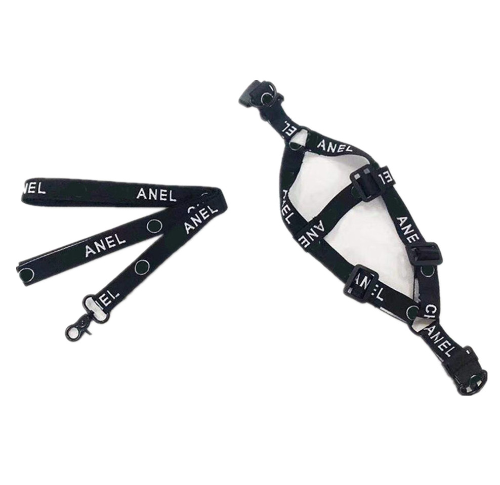 Designer Black and White Classic Pet Chest Strap Collar Traction Rope 3pcs Set corgi Dog Schnauzer Cat outdoor dog walking supplies Leashes