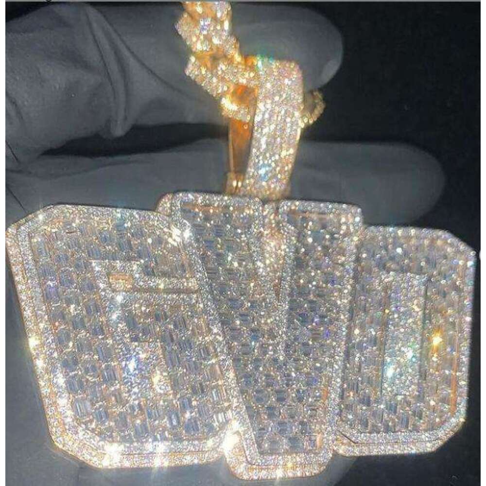 Custom pendant Hip Hop Full Iced Out S925 Brass Two-tone Moissanite Diamond Zircon Letter Customized With Own Pendant