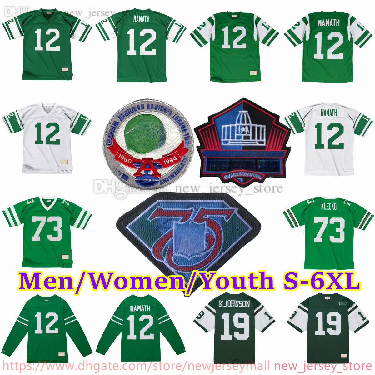 Custom S-6XL Throwback 1960-1999 Football 12 Joe Namath Jersey Stitch 88 Al Toon 74 Nick Mangold 75 Winston Hill 80 Wayne Chrebet 92 Shaun Ellis 24 Darrelle Revis Jerseys