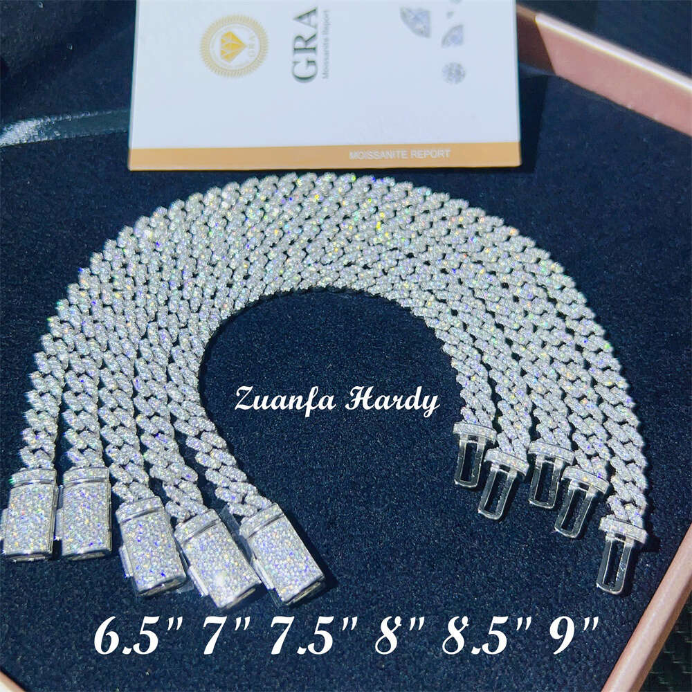 bracelet necklace mossanite Fine Jewelry Women Micro Paved Cuban Bracelets D VVS Lab Diamond Cuban Link Chain Iced Out 925 Silver Cuban Bracelet