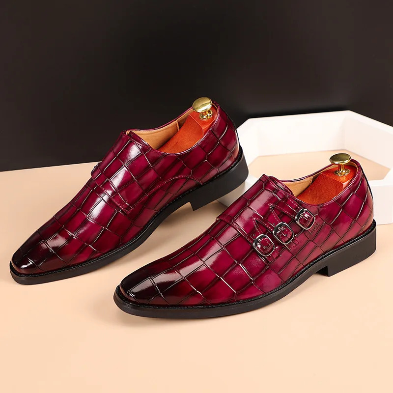 Men's Casual Business Leather Shoes Mens Buckle Square Toe Dress Office Flats Men Fashion New Wedding Party Oxfords EU Size 37-48 231229