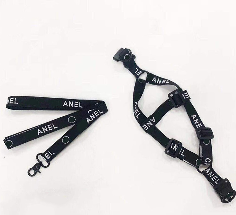 Designer Black and White Classic Pet Chest Strap Collar Traction Rope 3pcs Set corgi Dog Schnauzer Cat outdoor dog walking supplies Leashes