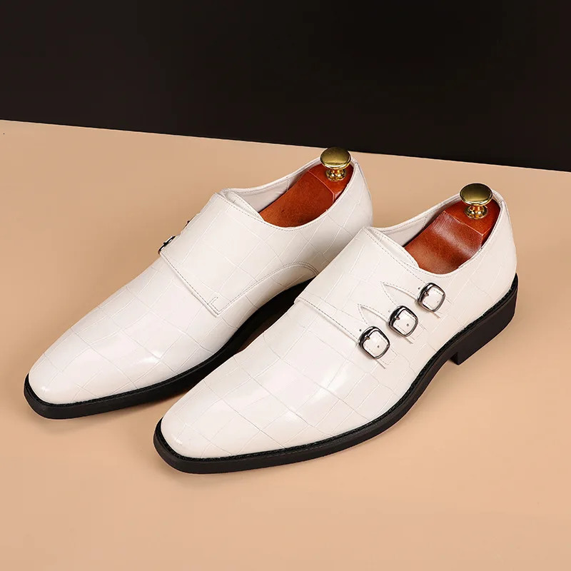 Men's Casual Business Leather Shoes Mens Buckle Square Toe Dress Office Flats Men Fashion New Wedding Party Oxfords EU Size 37-48 231229