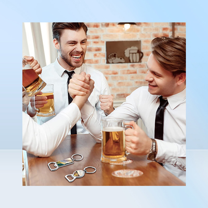 10 Pieces Sublimation Blank Beer Bottle Opener Keychain Metal Heat Transfer Corkscrew Key Ring Household Kitchen Tool 8640681