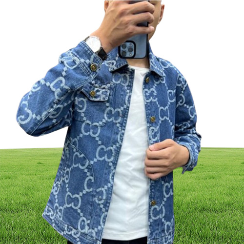 Spring Quality Men039s pluz size Jackets Mens denim lapel windbreaker Womens Designers casual fashion jean printed double lette