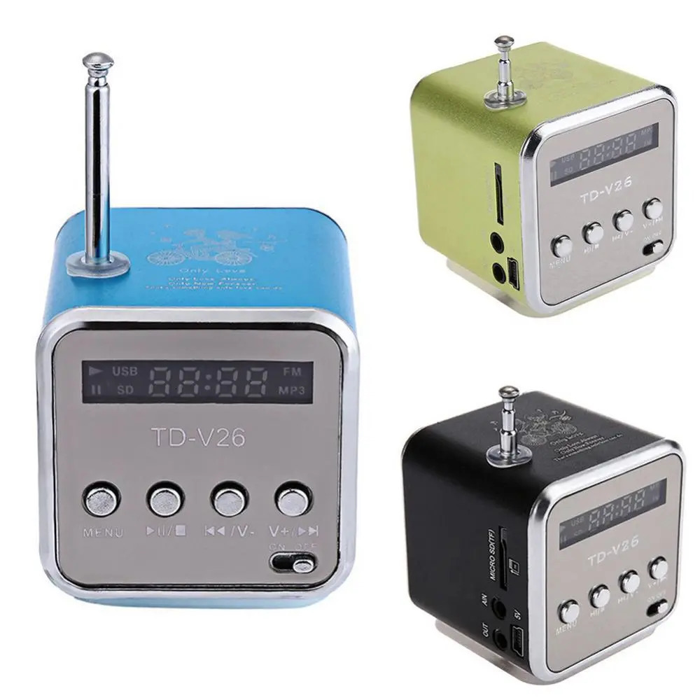 TD-V26 Mini Radio Receiver Bluetooth Wireless Speakers Digital FM Radio For PC Phone Mp3 Music Player Support Micro SD Card 240102