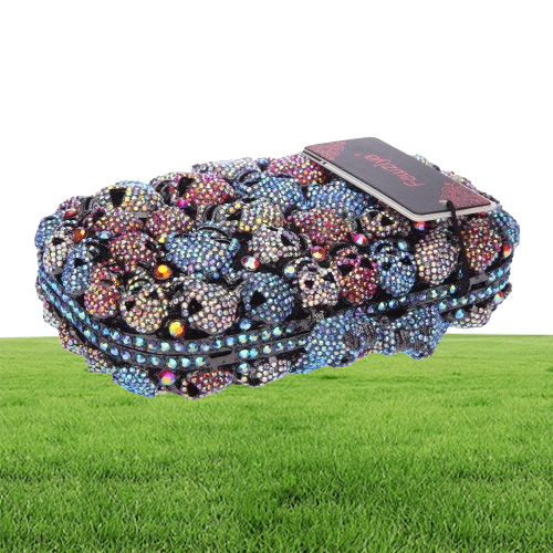 Fawziya Skull Bag Skull Purses And Handbags for Women Kisslock Crystal Evening Clutch Bags