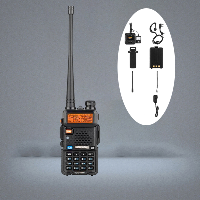 BAOFENG Walkie Talkie 15quot LCD 5W 136174MHz 400520MHz Dual Band with 1LED Flashlight Blacka52