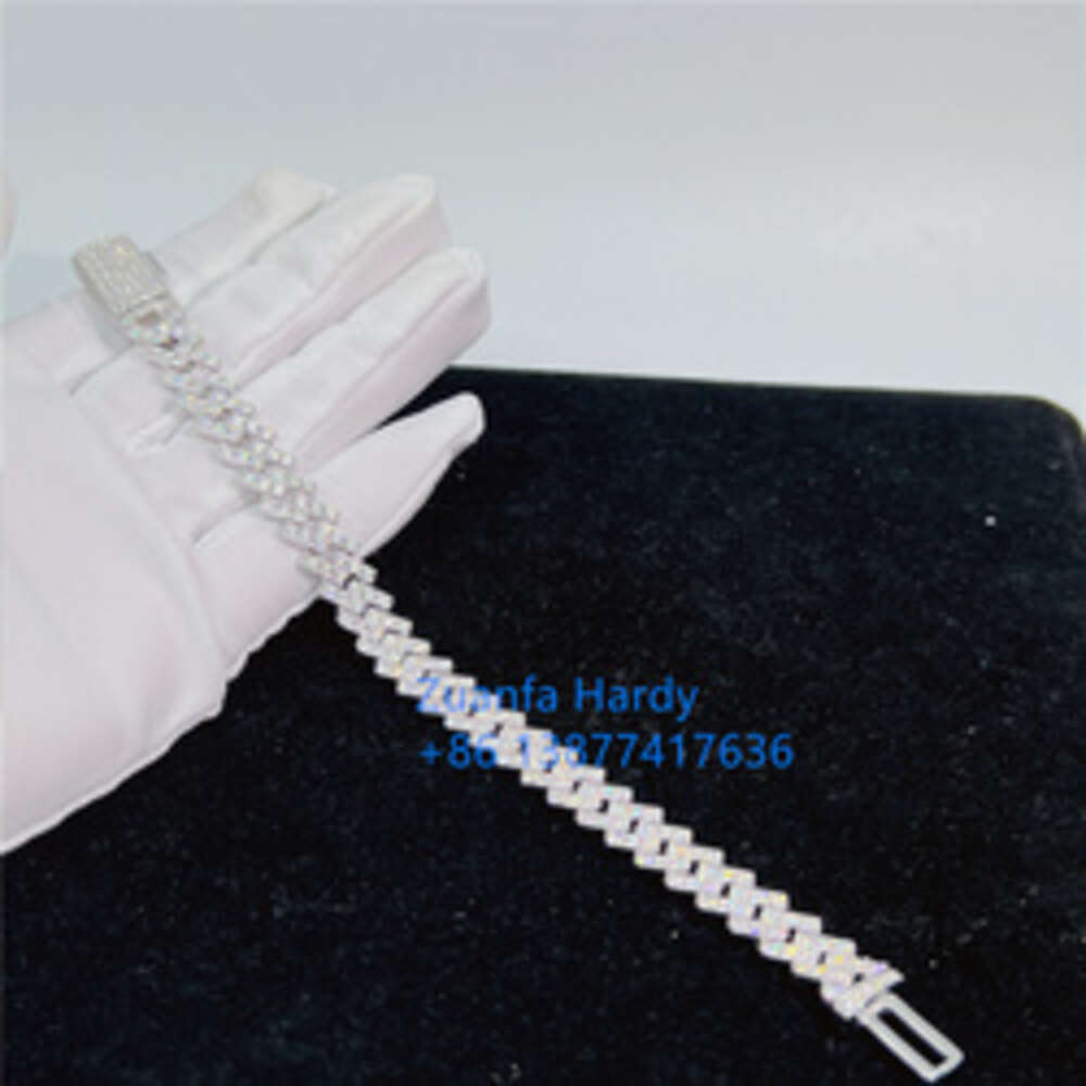 bracelet necklace mossanite Fine Jewelry Women Micro Paved Cuban Bracelets D VVS Lab Diamond Cuban Link Chain Iced Out 925 Silver Cuban Bracelet