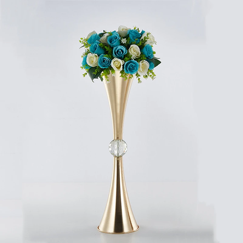 Gold Vases Metal Flowers Pot Wedding Centerpieces Event Flower Road Lead For Home Hotel Decoration 10 PCS/ Lot