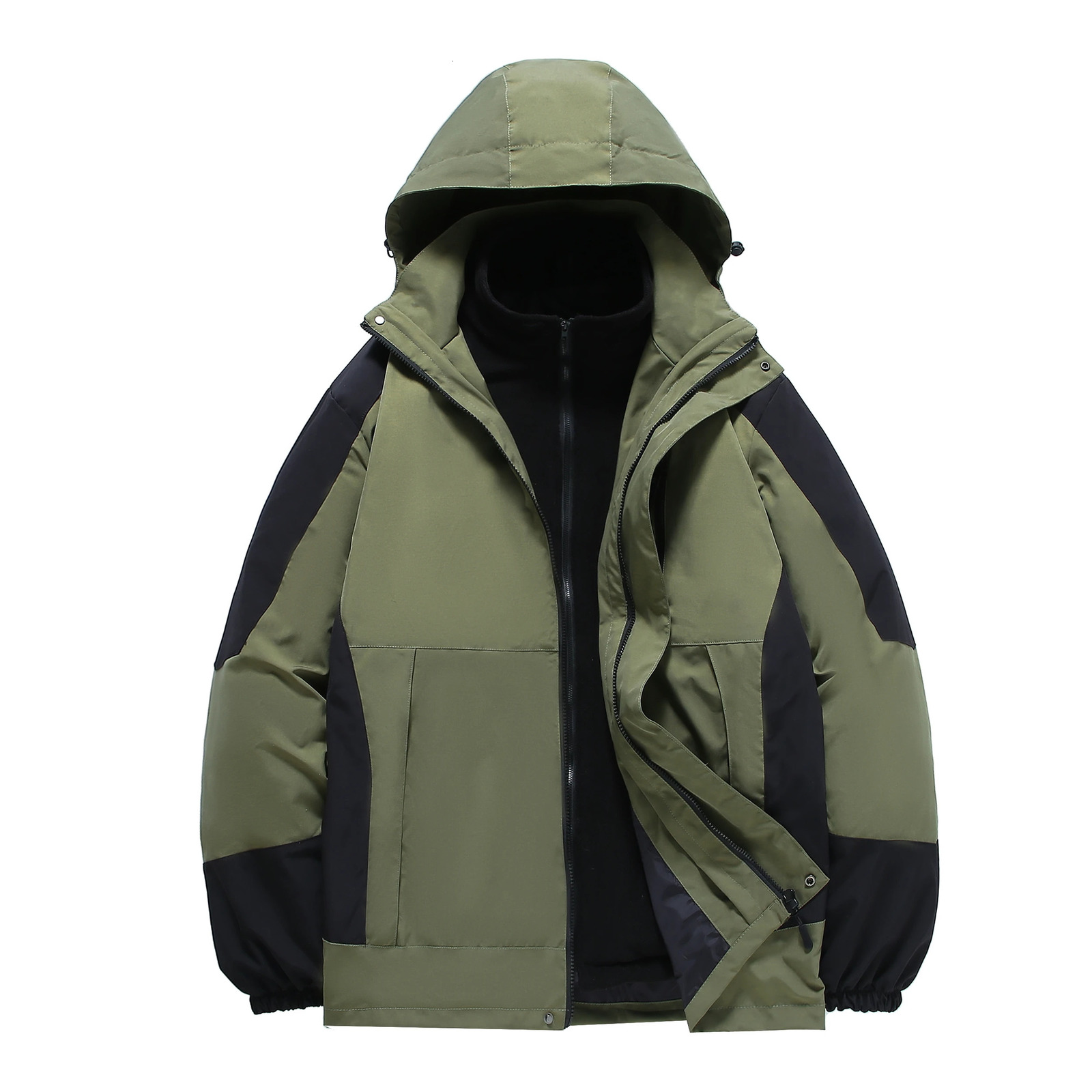 Plus size 12XL Winter Mens SoftShell Waterproof Jackets windproof Thick Warm Fleece Removable liner Sports Hood Outdoor 240102