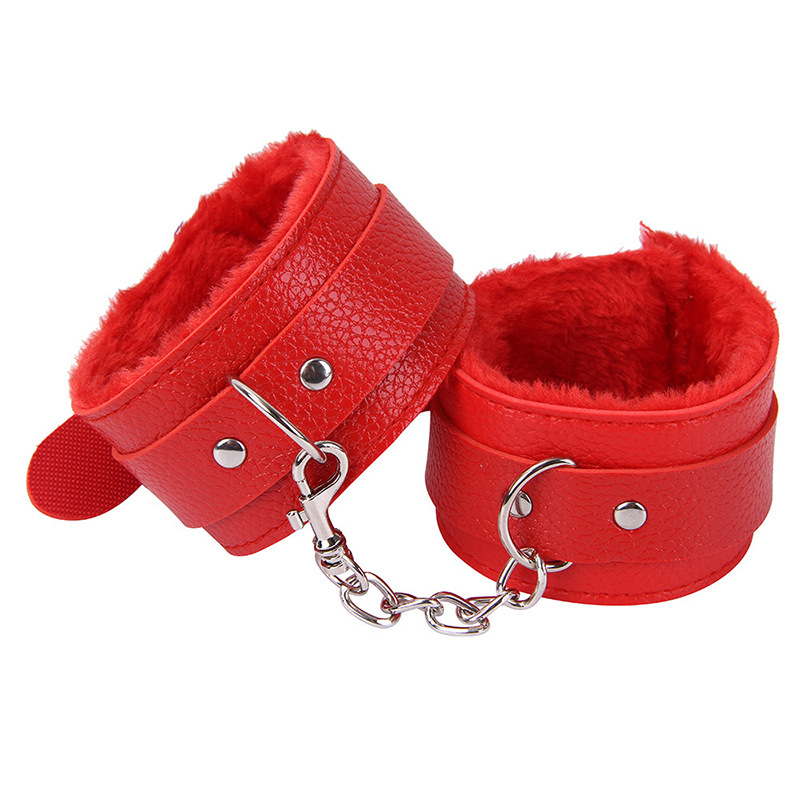 1 Pair Sexy Hand Wrap PU Leather Plush Handcuff Ankle Cuff Bracelet Bondage Cosplay Accessories Couples Games