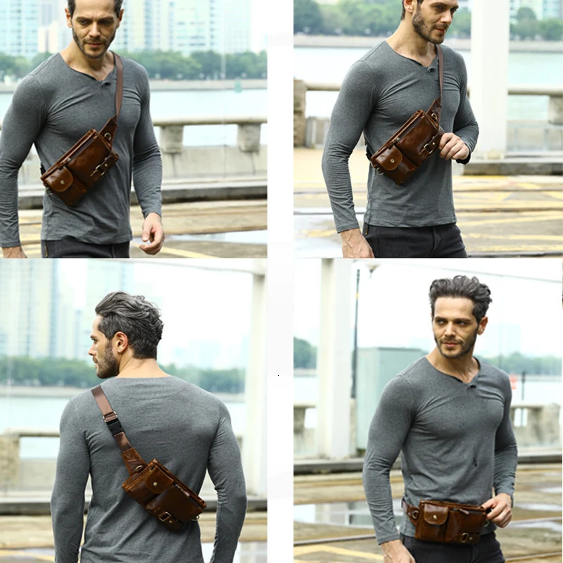 WESTAL Genuine Leather Waist Packs Men Waist Bags Fanny Pack Belt Bag Phone Bags Travel Waist Pack Male Small Waist Bag Leather 231229