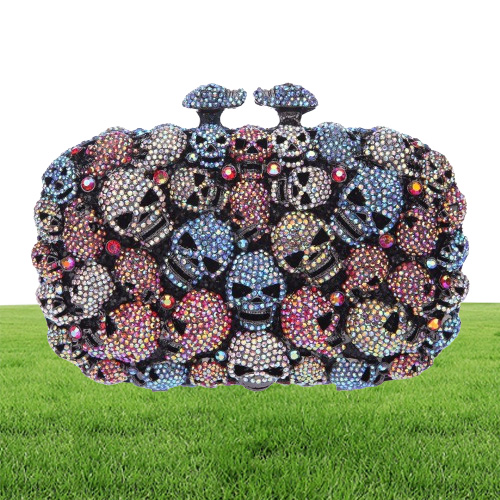 Fawziya Skull Bag Skull Purses And Handbags for Women Kisslock Crystal Evening Clutch Bags