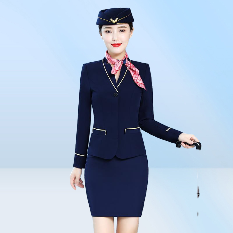 Two Piece Dress Spring Autumn Purple Blazer Set With Skirt ice Suits For Women Airline Stewardess Uniform Work Outfit Elegant 23585344