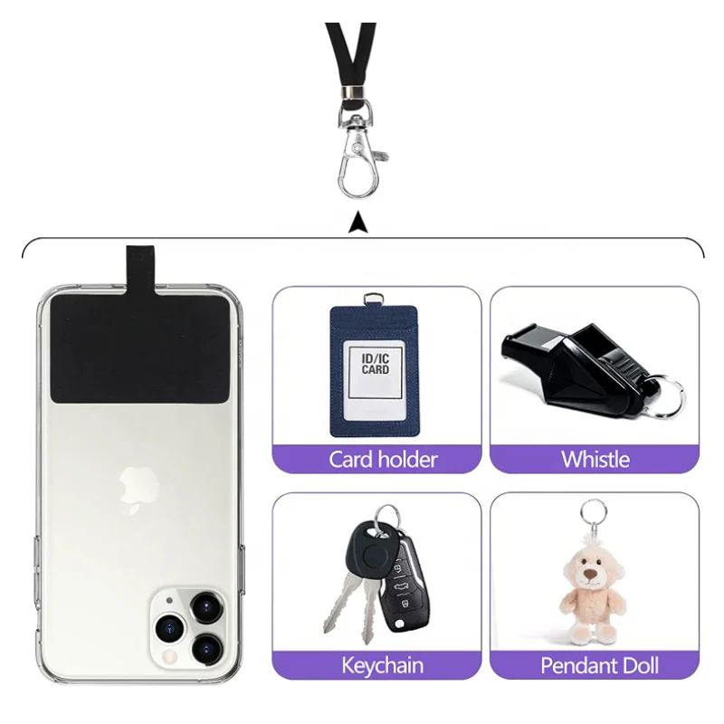 Universal Crossbody Cell Phone Lanyard Patch with Adjustable Detachable Nylon Neck Strap Neck Shoulder Strap Rope Phone Case Anchor Tether Tab for Mos