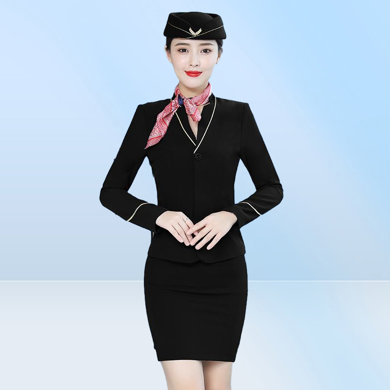 Two Piece Dress Spring Autumn Purple Blazer Set With Skirt ice Suits For Women Airline Stewardess Uniform Work Outfit Elegant 23585344