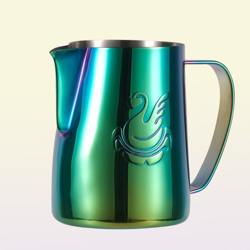 Coffee Pots JIBBI Milk Steaming Frothing Pitcher Stainless Steel NonStick Jug Pull Flower Cup Perfect for Cappuccino Latte 600 222808993