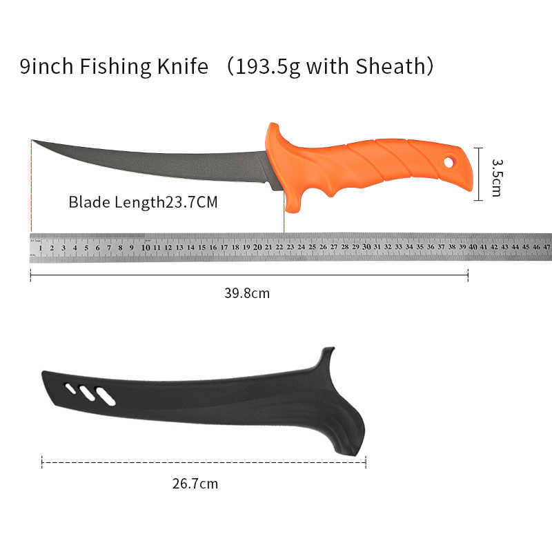 New Arrival OEM/ODM Fishing Fillet Knife PP Non-Slip Grip Handle Black Coating Stainless Steel Fish Filet Knives
