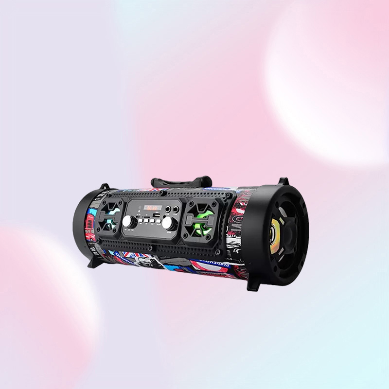 Portable Speakers CHM17 Bluetooth speaker wireless LED colorful light barrel microphone Outdoor portable subwoofer support Blueto
