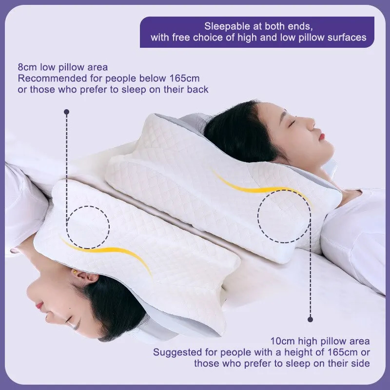 Memory Foam Pillows Butterfly Shaped Relaxing Cervical Slow Rebound Neck Pillow Pain Relief Sleeping Orthopedic Pillow Beding 240103