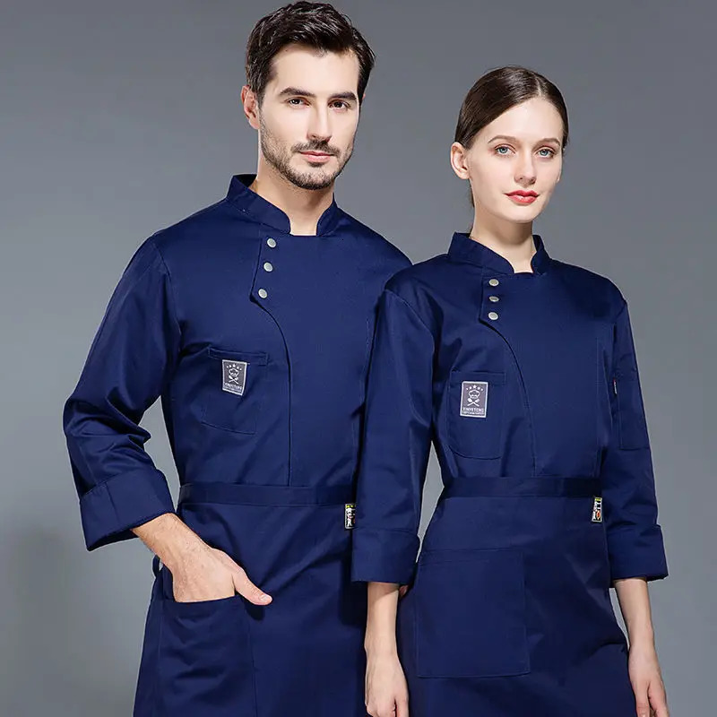 black chef uniform jacket long sleeve Tshirt restaurant Uniform Bakery Food Service Breathable Cooking clothes 240102