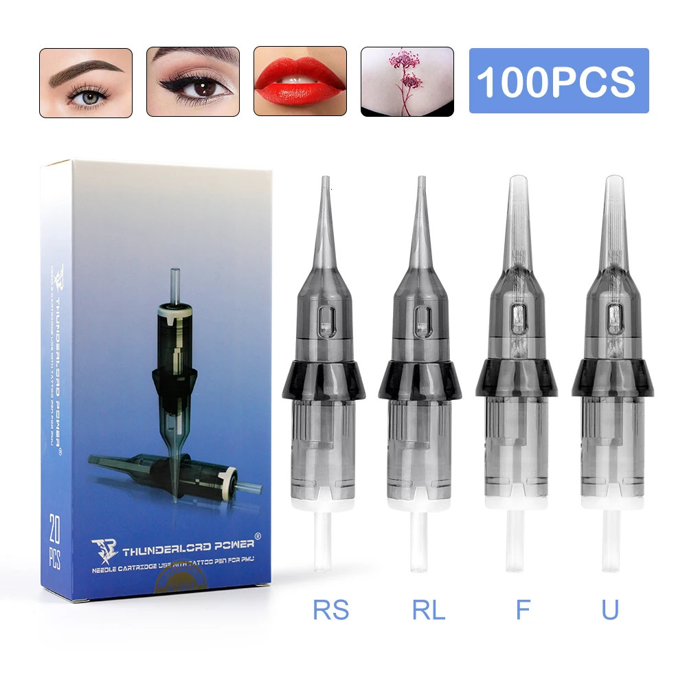 100X Thunderlord Power Tattoo Needle Liner Shader Permanent Makeup Tattoo Cartridge 1R 7F For Universal Tattoo Rotary Pen est 240102