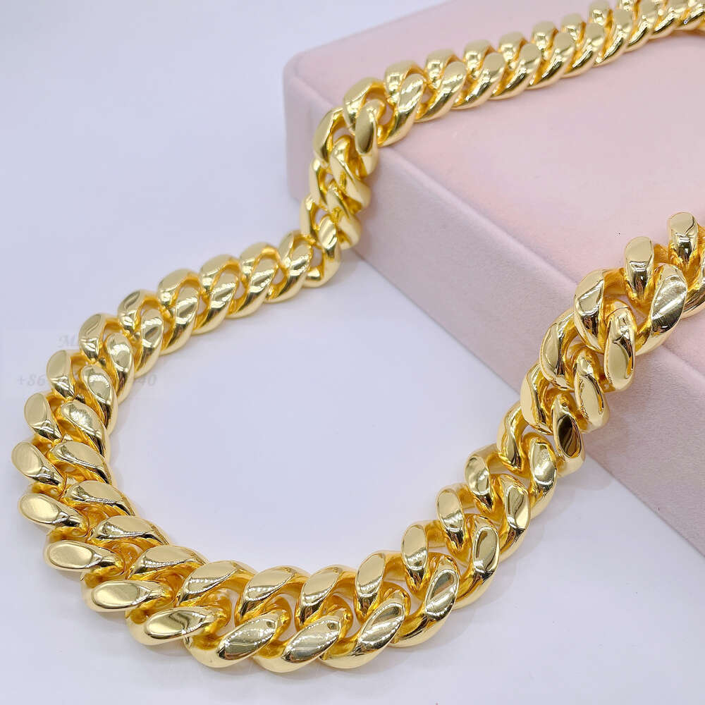 Stainless Steel 14k Pvd Plated for Men 12mm 14mm Stainless Steel Cuban Link Chain Necklace Miami Cuban Chain Initial Necklace