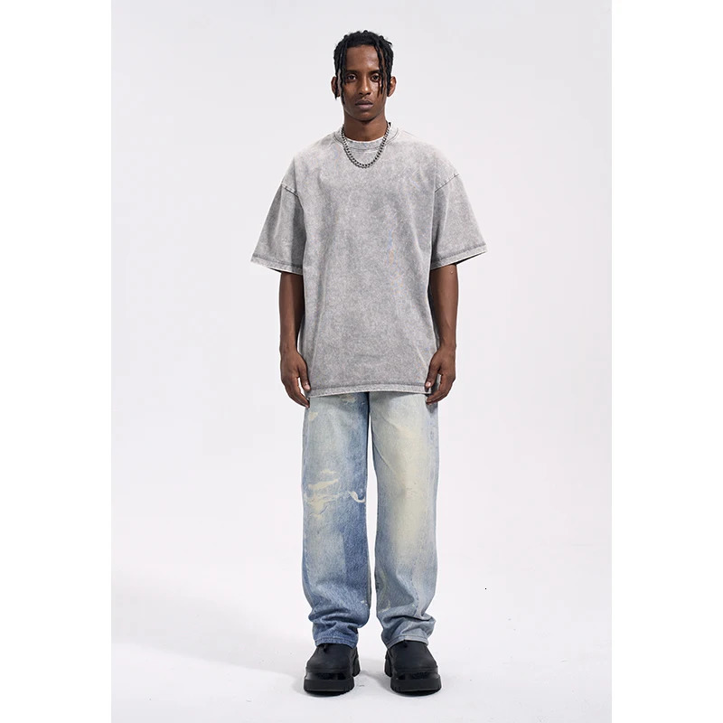 UncleDonJM 3D Print Distressed Jeans VIBE Style Retro Straight Versatile Street Fashion Y2k Mens Baggy Jean 240102