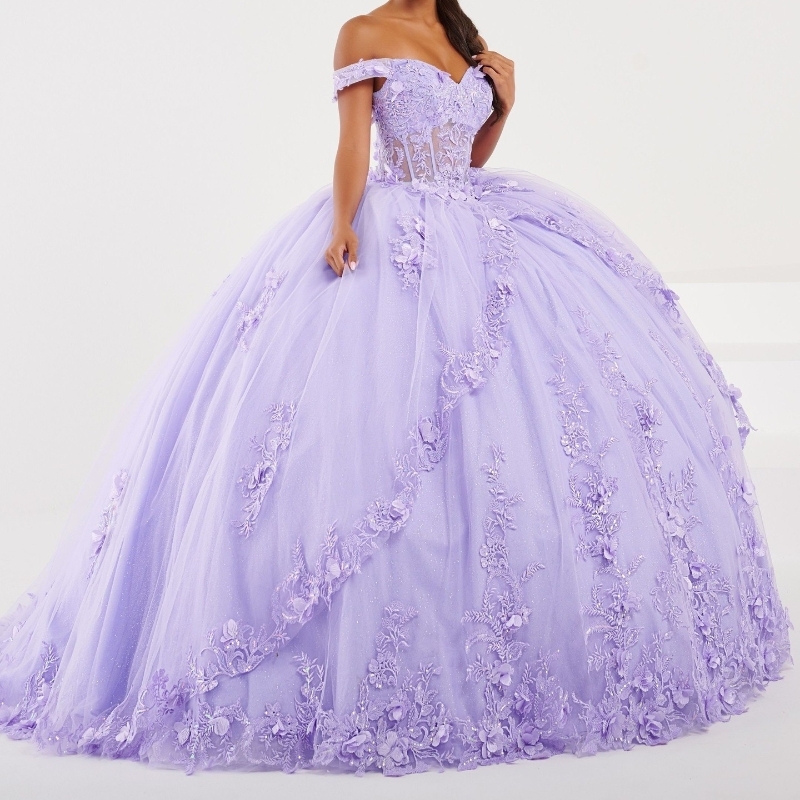 Lavender Quinceanera Dress 3D wer Sweet 16 Birthday Party Gown Sweetheart Applique Tulle Princess Pageant Vestidos De 15 Anos